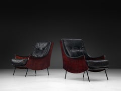Carlo de Carli for Sormani Pair of 'PIPA' Lounge Chairs in Leather