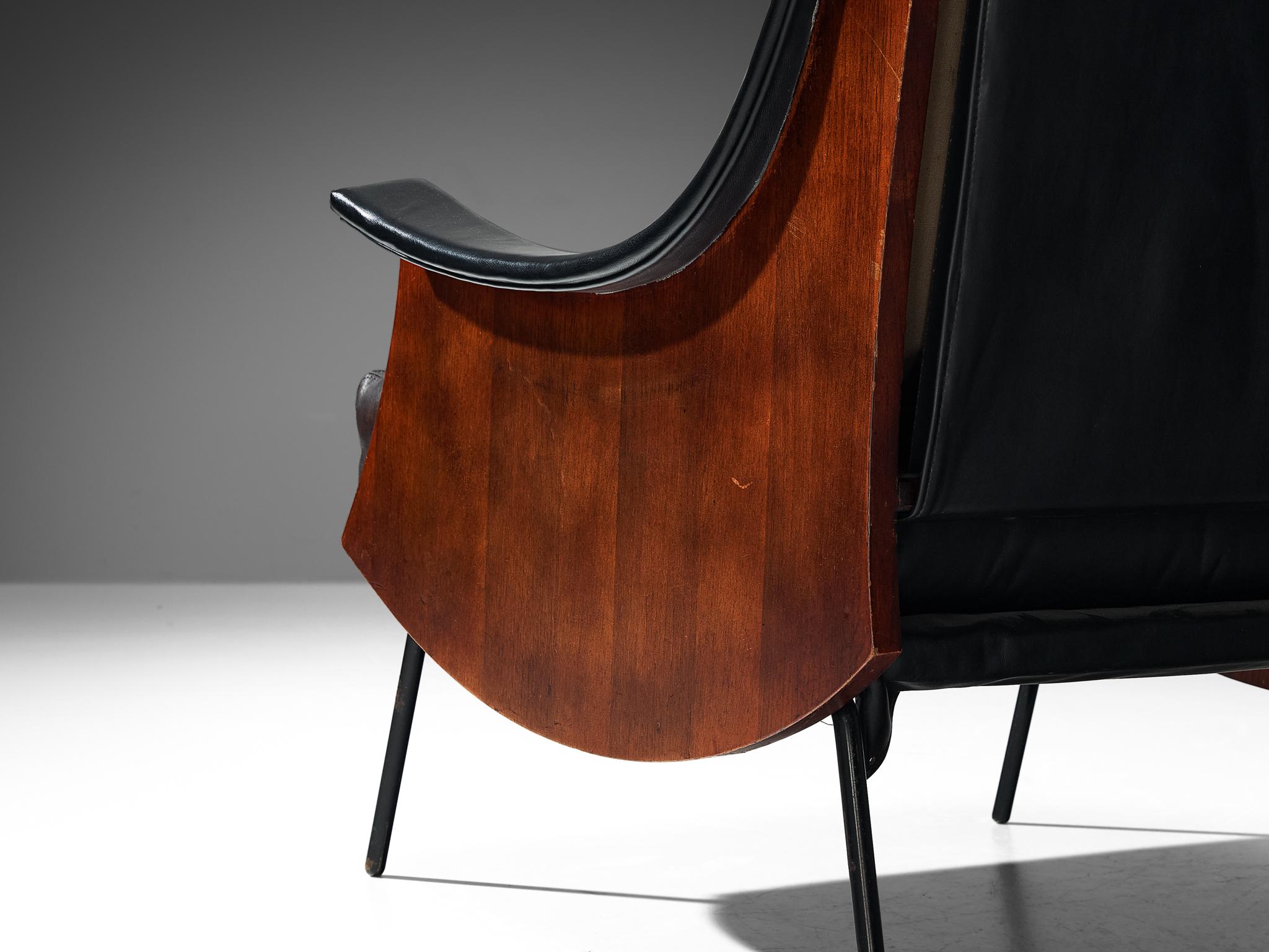 Mid-Century Modern Carlo de Carli pour Sormani - Paire de chaises longues en cuir « PIPA »  en vente