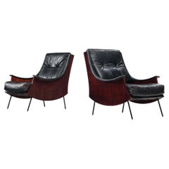 Carlo de Carli for Sormani Pair of 'PIPA' Lounge Chairs in Leather 