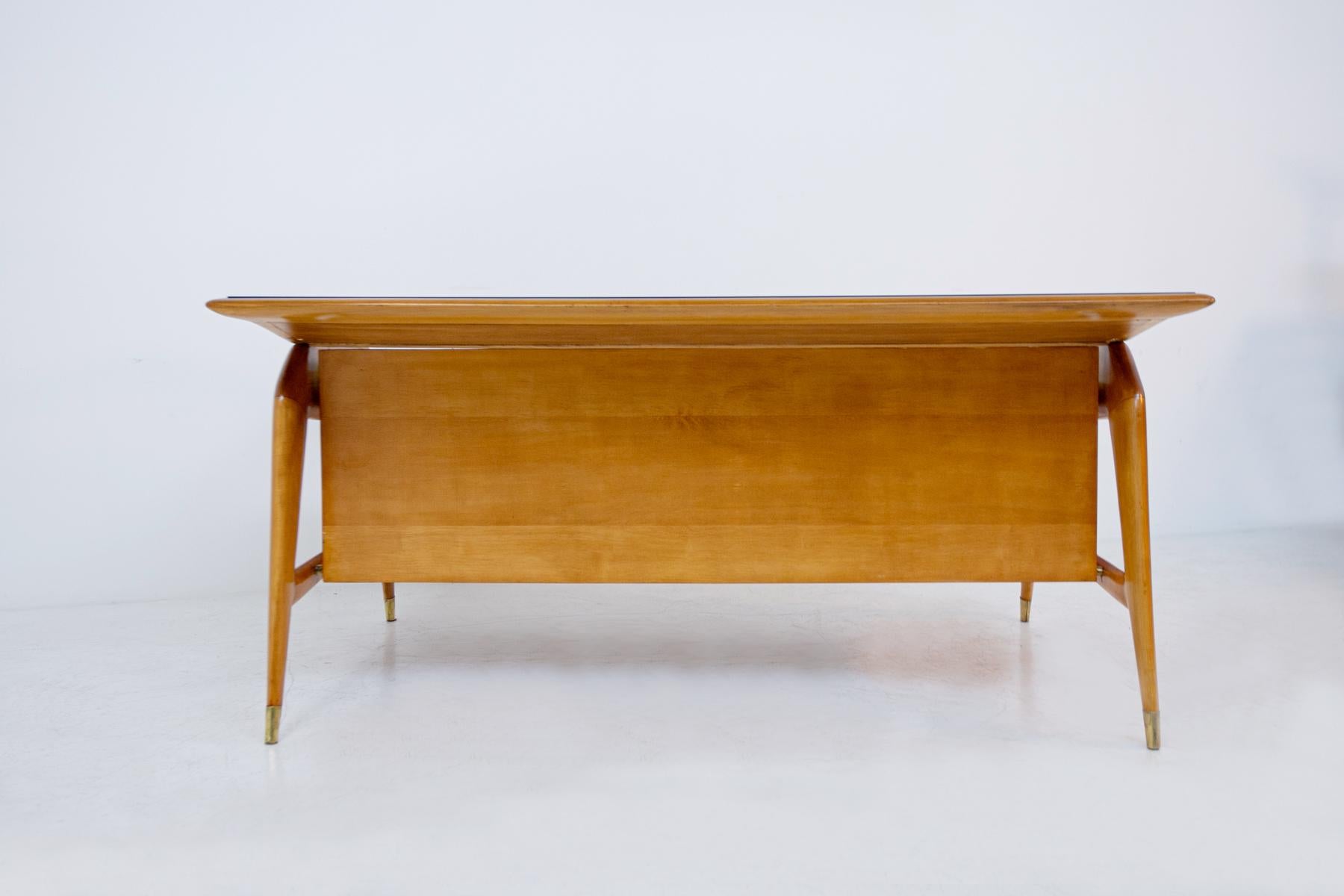 Carlo de Carli Important Desk in Wood Glass and Brass, 1950s Published 12