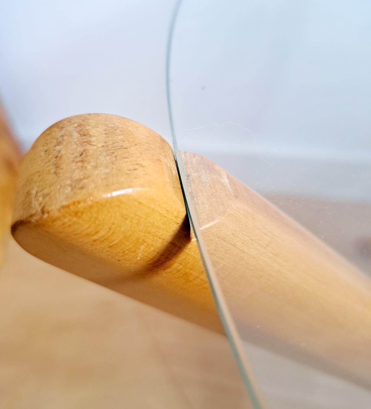 Tavolino da caffè in Beeche e vetro di Carlo De Carli, anni '70 in vendita 1