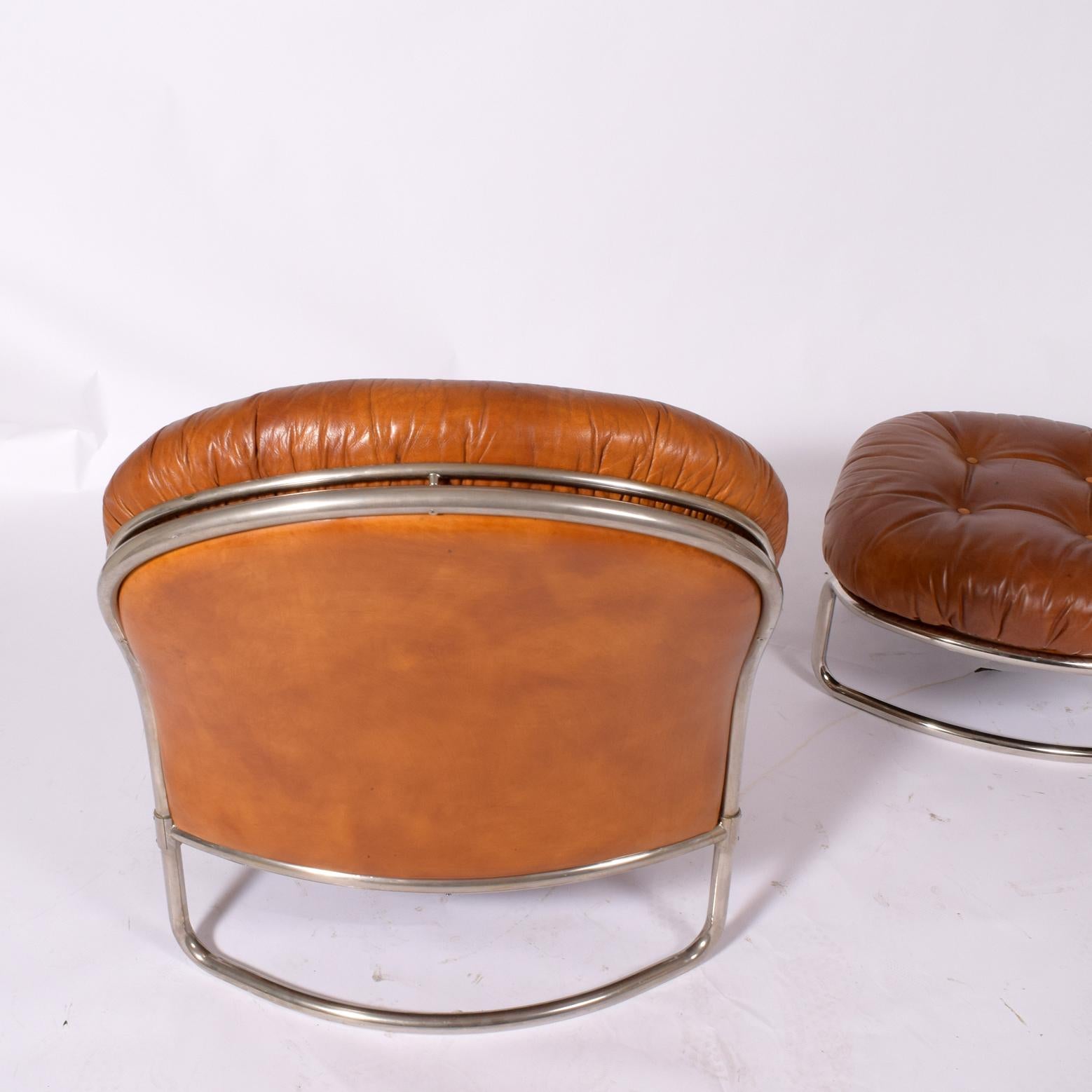 Leather Carlo de Carli Lounge and Ottoman, 1969 For Sale