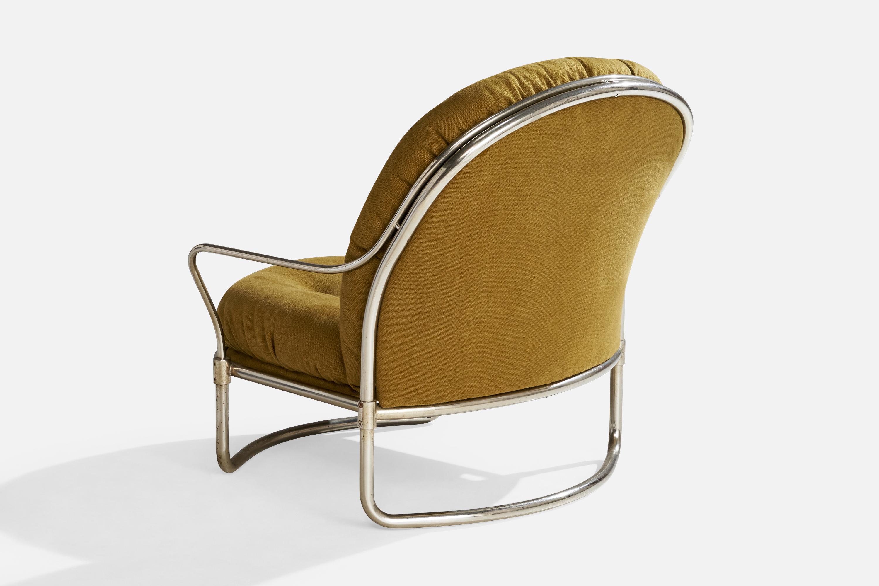 Metà XX secolo Carlo De Carli, Sedia da salotto, metallo, tessuto, Italia, 1969