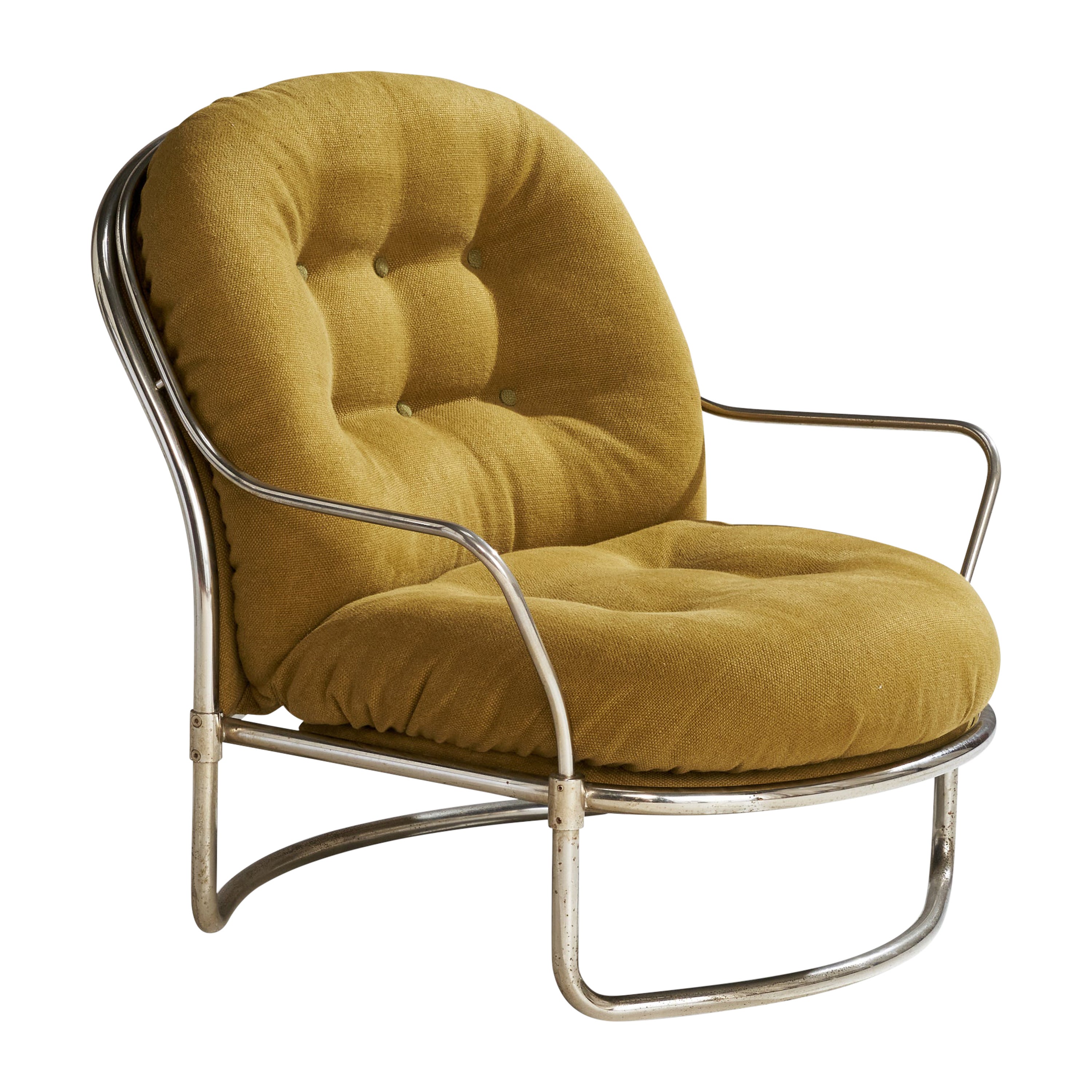 Carlo De Carli, Lounge Chair, Metal, Fabric, Italy, 1969