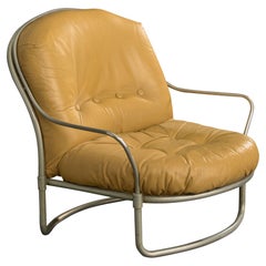Carlo De Carli, Lounge Chair, Metal, Leather, Italy, 1969