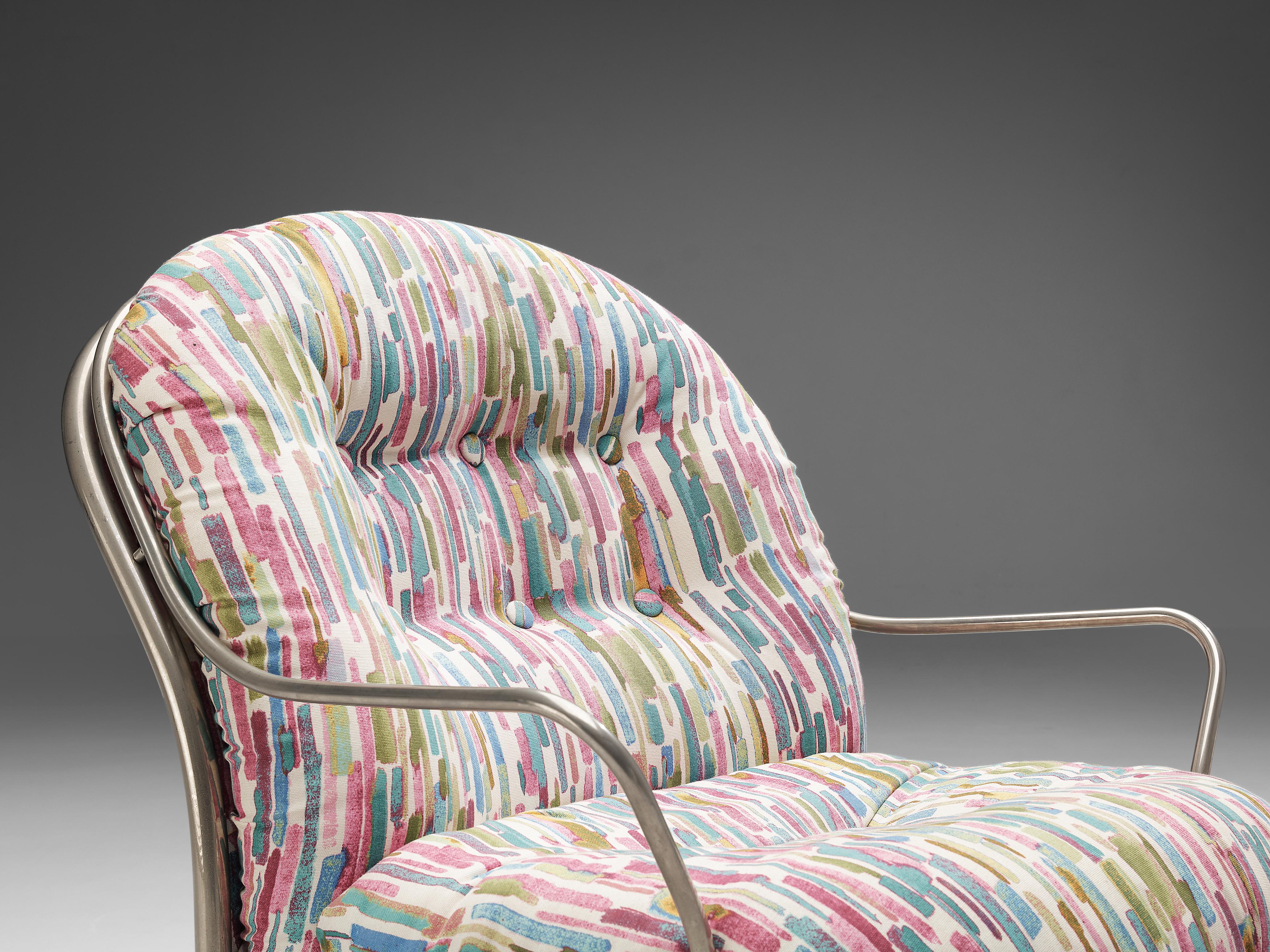 Chaise longue Carlo de Carli avec repose-pieds en tissu coloré en vente 2