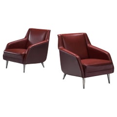 Carlo de Carli Lounge Chairs in Red Leatherette 
