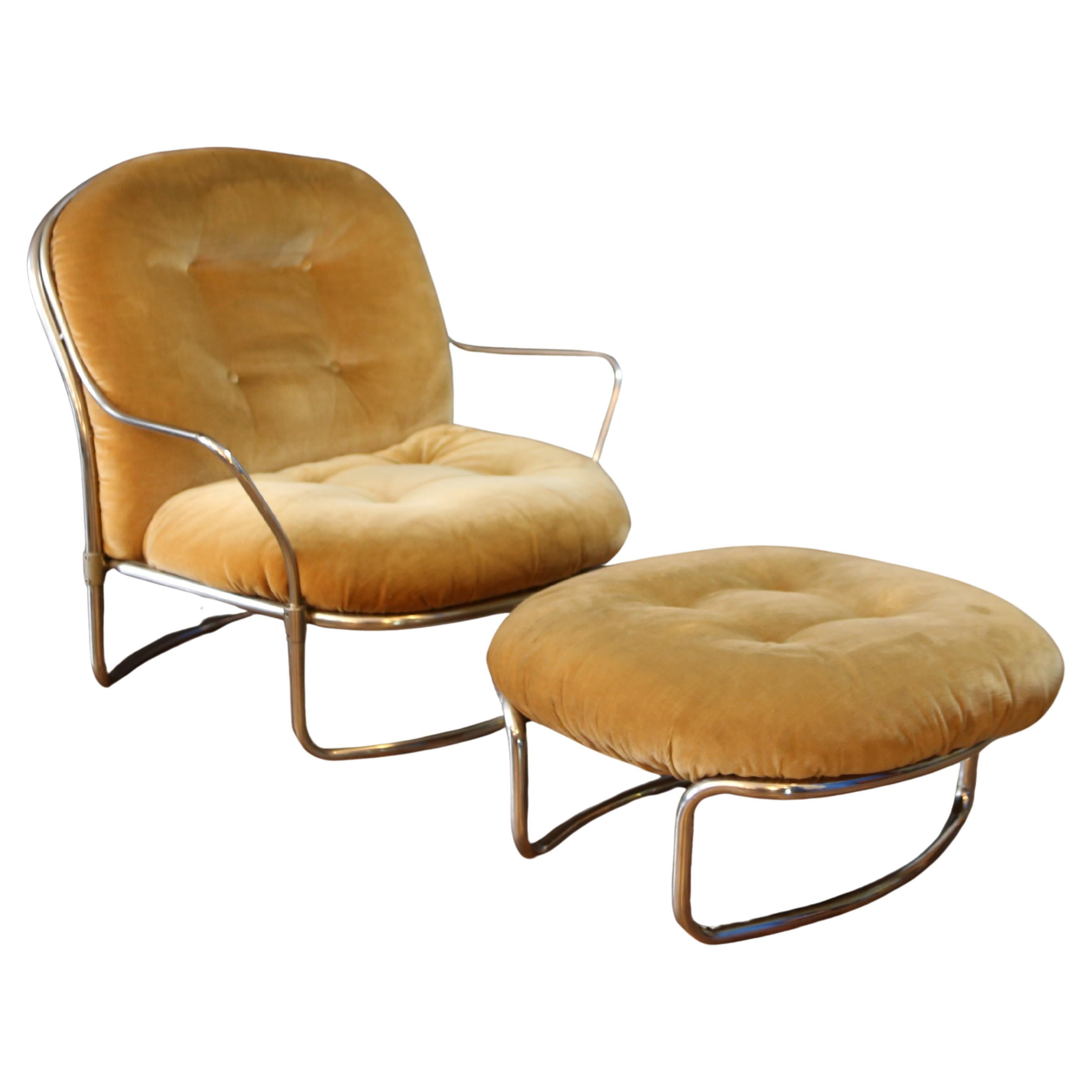 Carlo De Carli Lounge Chairs with Ottoman for Cinova 1960 For Sale