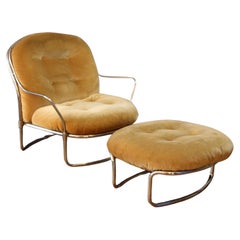 Carlo De Carli Lounge Chairs with Ottoman for Cinova 1960