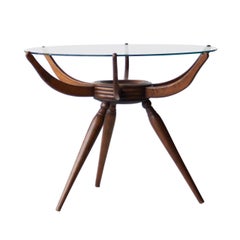 Carlo de Carli Mid-Century Rounded Wooden Italian Spider Table, Italy, 1950