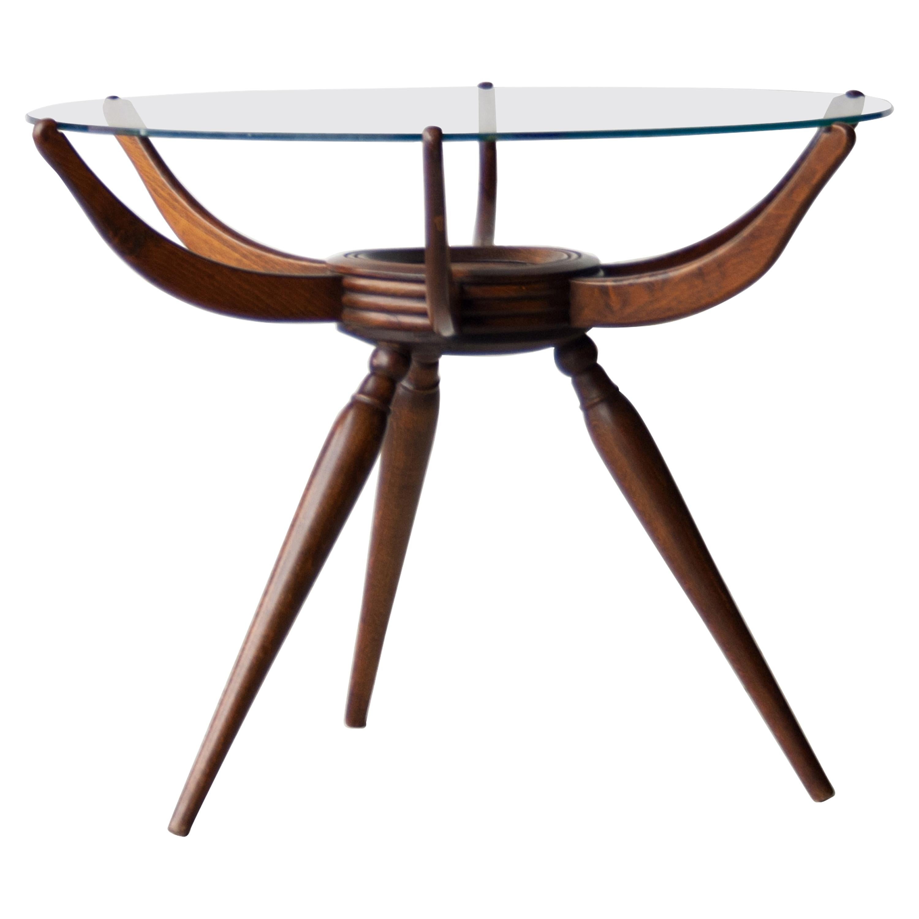 Carlo de Carli Mid-Century Rounded Wooden Italian Spider Table, Italy, 1950