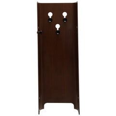 Carlo de Carli Midcentury Walnut Wall Coat Rack, Italy, 1960