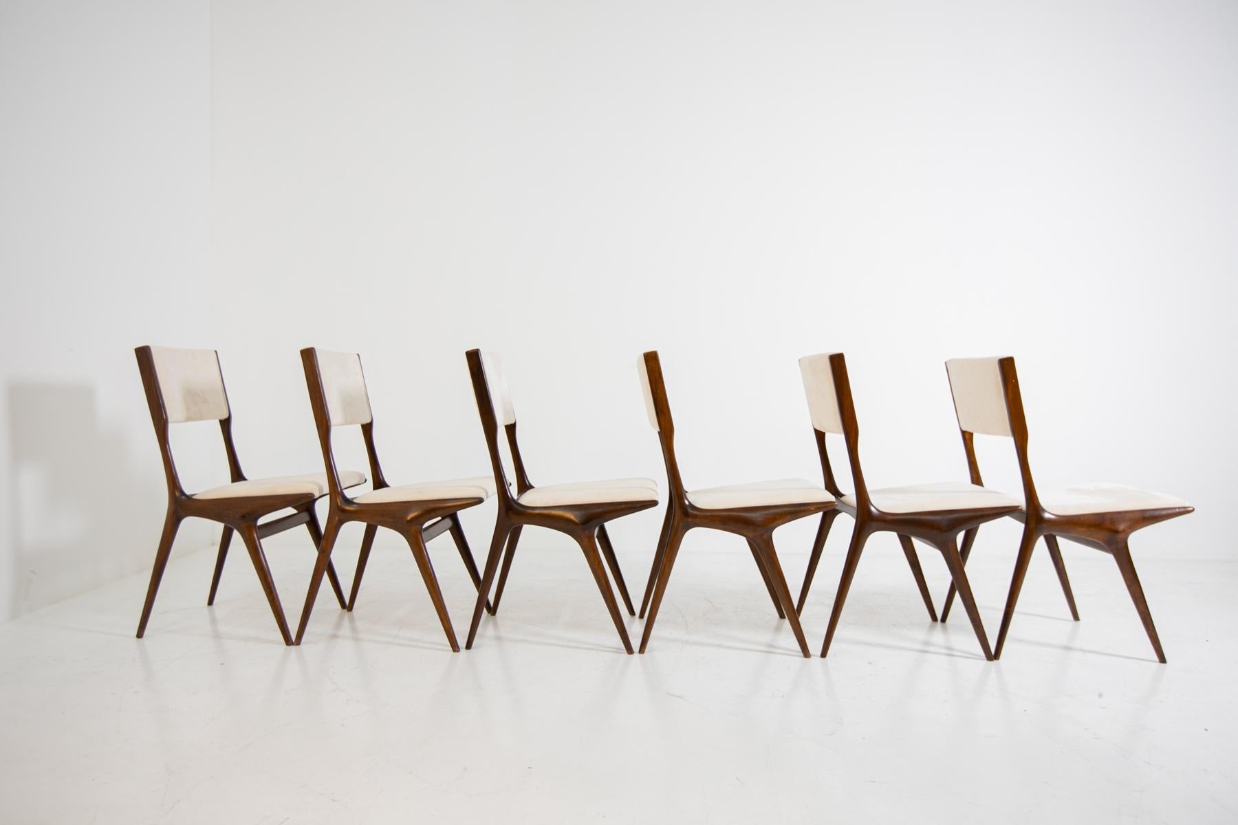 Carlo de Carli Model 158, Set of Six Dining Chairs for Cassina, 1953 3