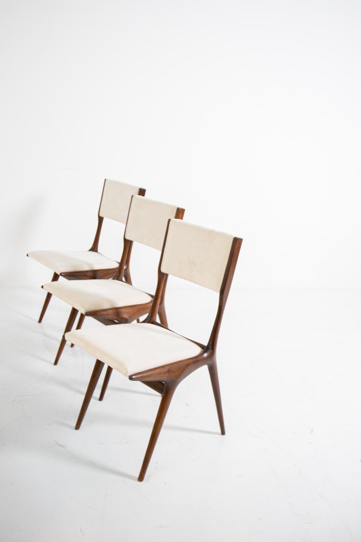 Mid-Century Modern Carlo de Carli Model 158, Set of Six Dining Chairs for Cassina, 1953