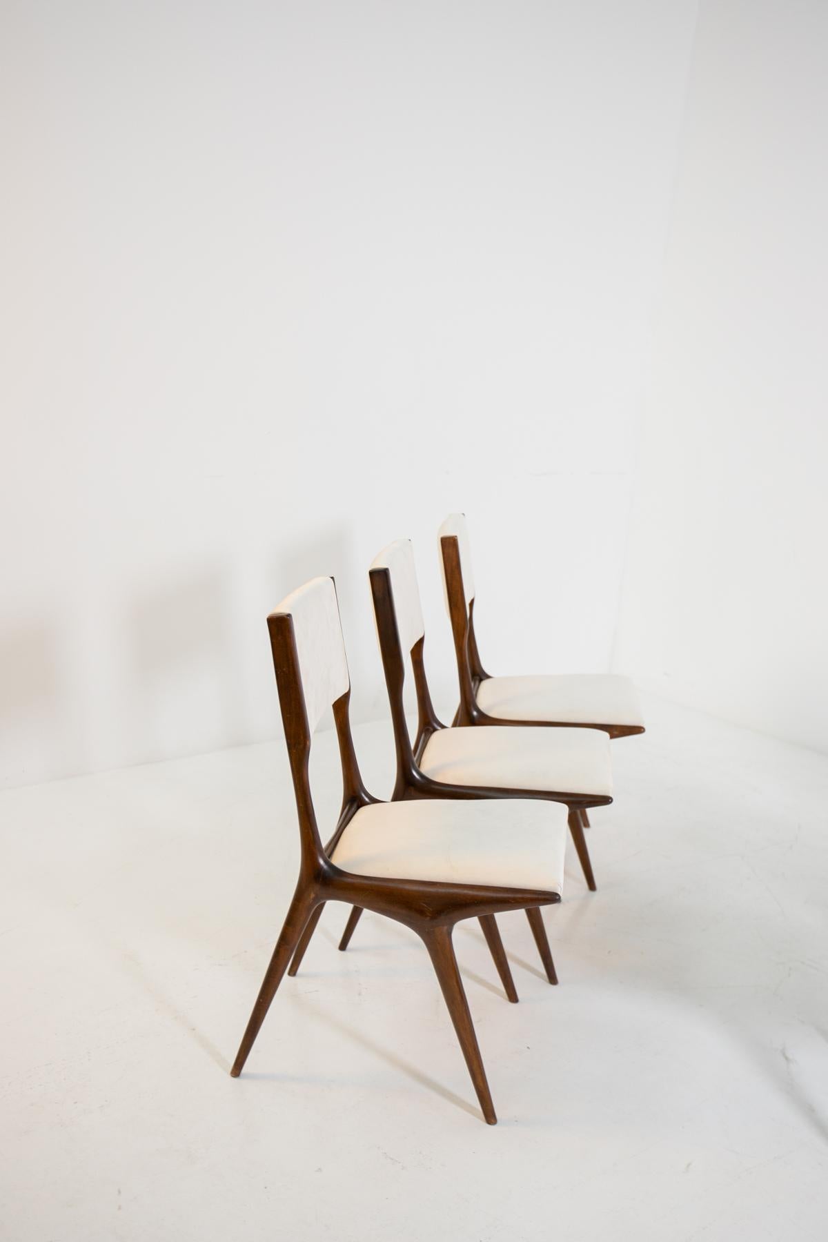 Italian Carlo de Carli Model 158, Set of Six Dining Chairs for Cassina, 1953