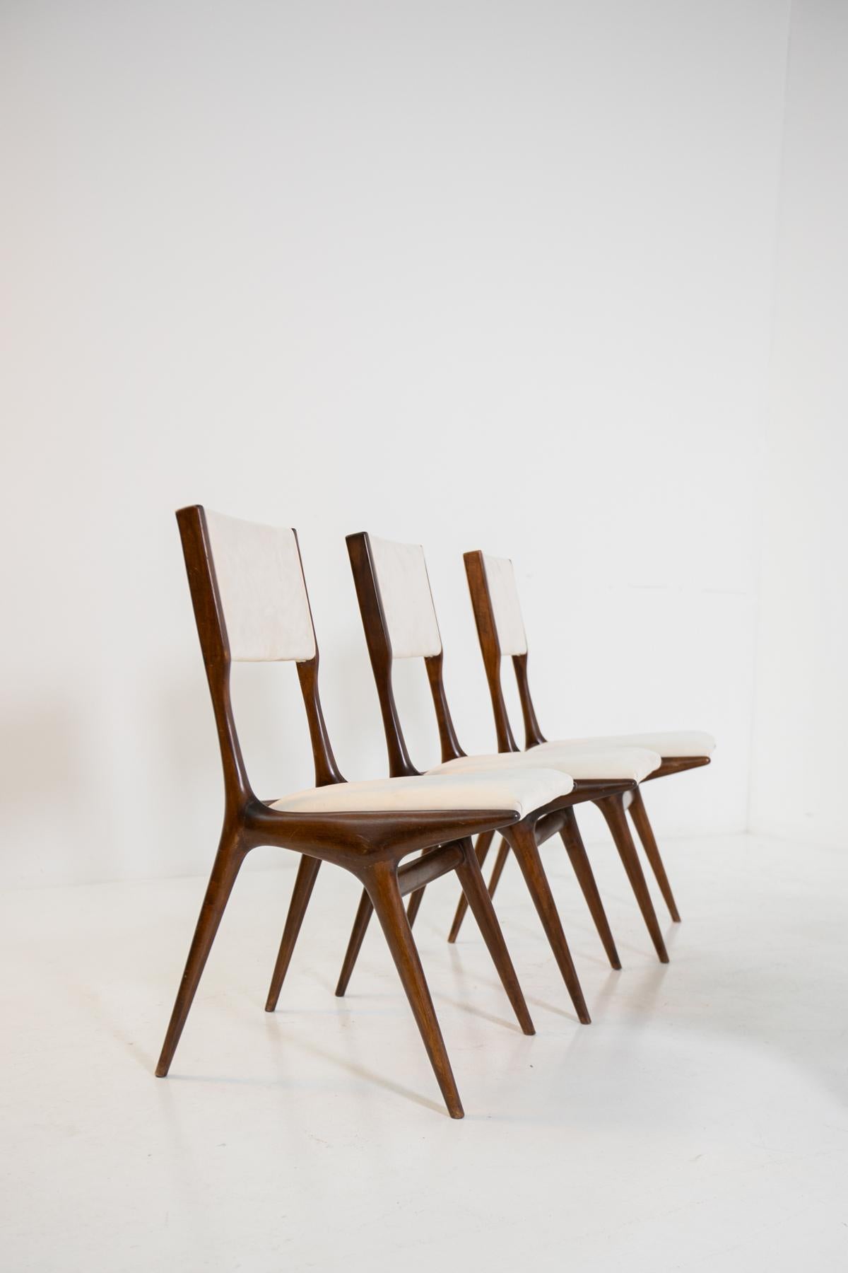 Carlo de Carli Model 158, Set of Six Dining Chairs for Cassina, 1953 In Good Condition In Milano, IT