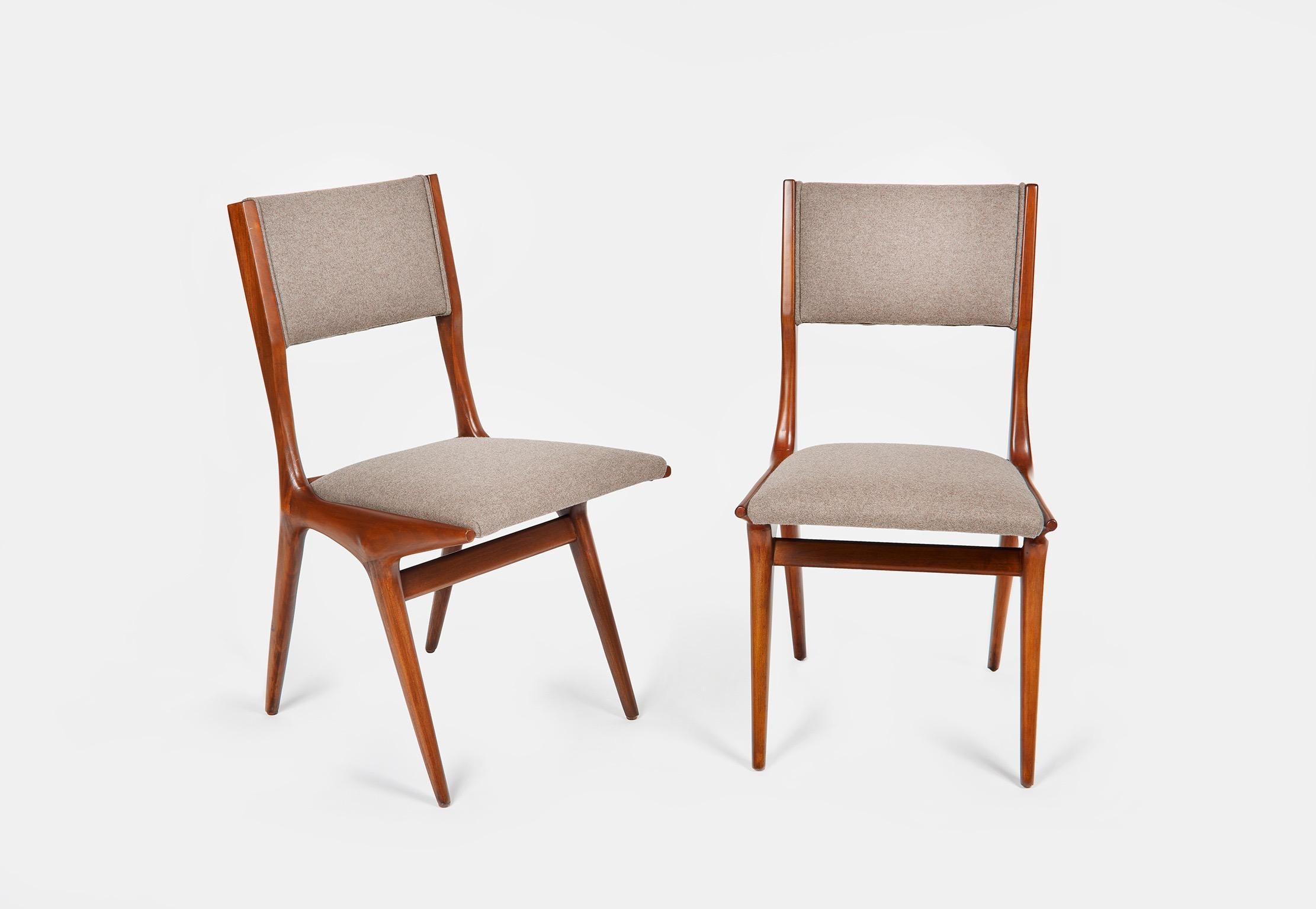 Carlo de Carli Mod 158, Set of Six Dining Chairs, Italy, 1953 In Excellent Condition In Los Angeles, CA