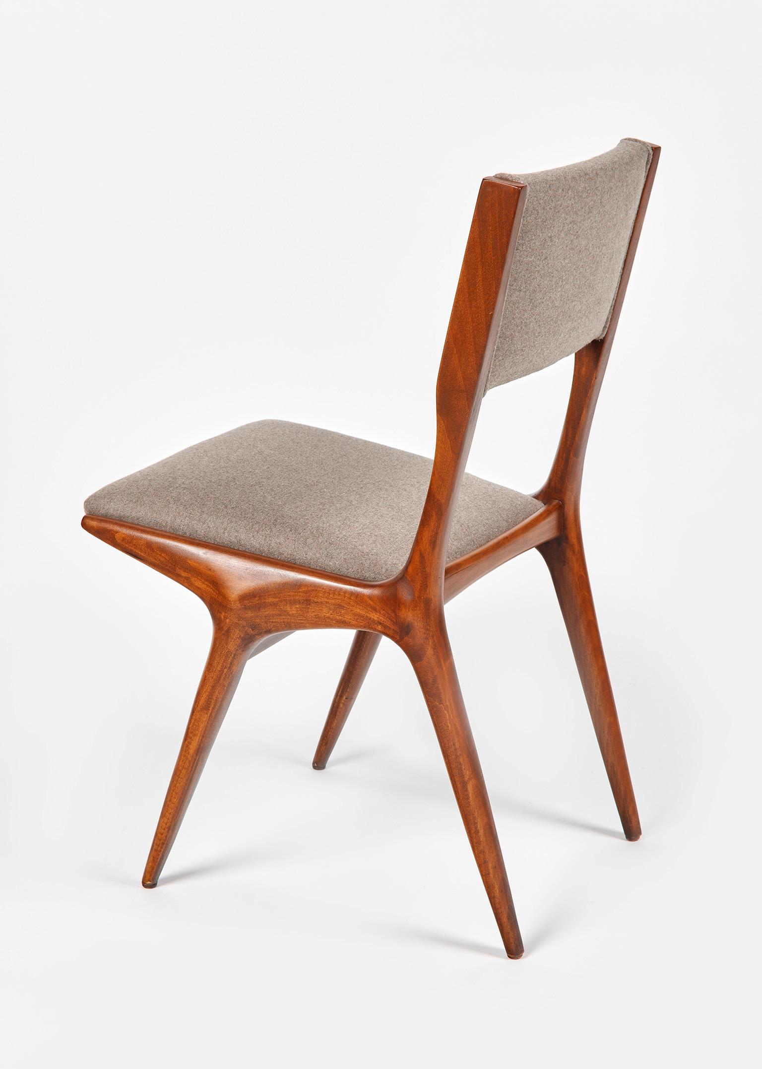 Mid-20th Century Carlo de Carli Mod 158, Set of Six Dining Chairs, Italy, 1953