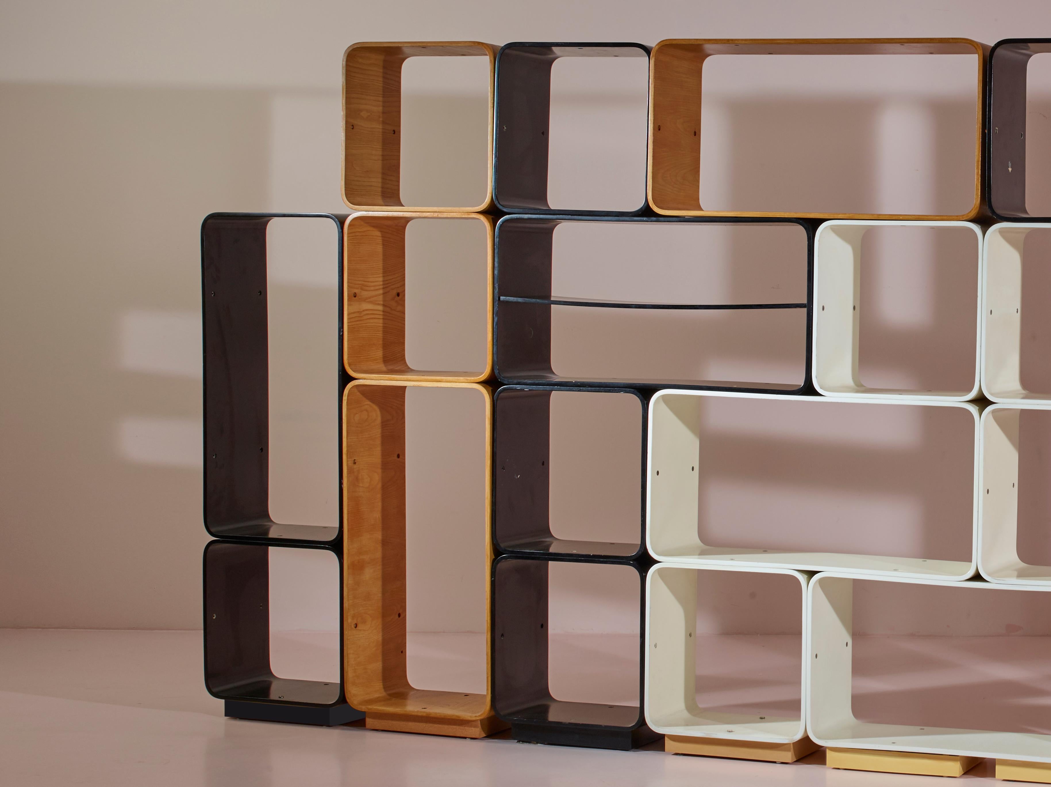 Modulares Carlo De Carli-Bücherregal von Fiarm, Italien, 1970er Jahre (Moderne der Mitte des Jahrhunderts)