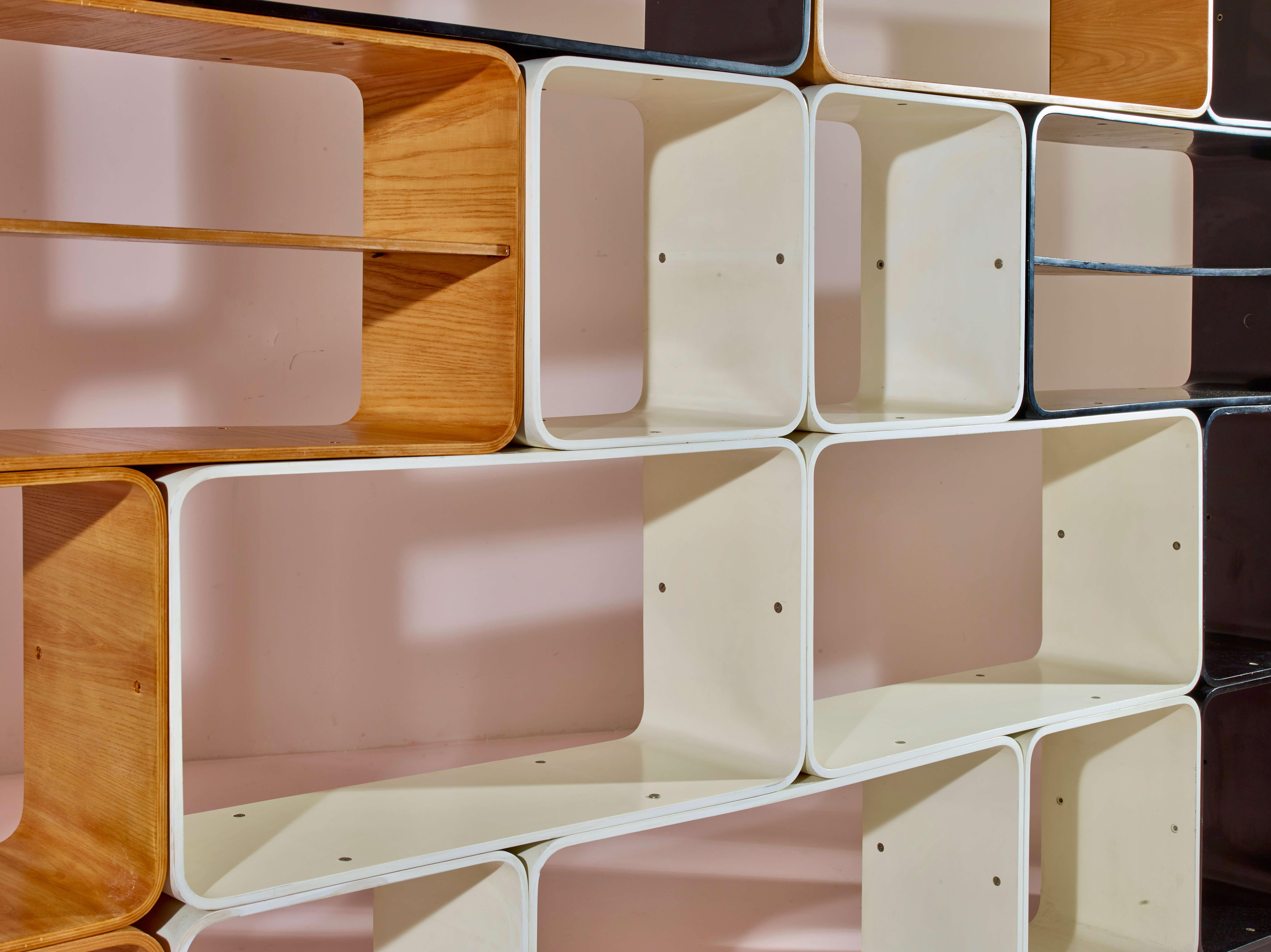 Modulares Carlo De Carli-Bücherregal von Fiarm, Italien, 1970er Jahre (Sperrholz)