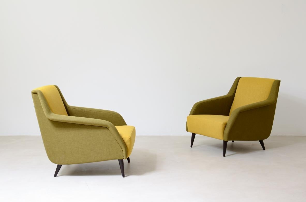 COD-2417
Carlo De Carli, Gio Ponti

Pair of armchairs Mod.802 covered in padded fabric. Designed in 1954, they were made in a variant with brass feet for the Italian cultural institute in Stockholm, designed by Ponti in 1958.

Cassina manufacture