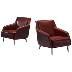 Carlo de Carli Lounge Chairs in Red Leatherette