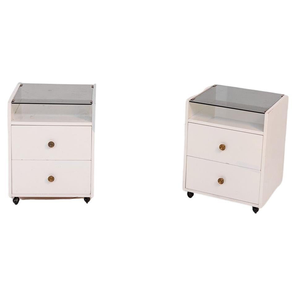 Carlo de Carli Pair of White Night Stand for Sormani