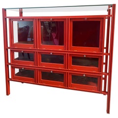 Carlo de Carli Rare Red Lacquered Wood Showcase or Credenza, Italy, 1950s