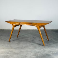 Carlo De Carli Sculptural Writing Desk in Walnut, Italy, 1950s