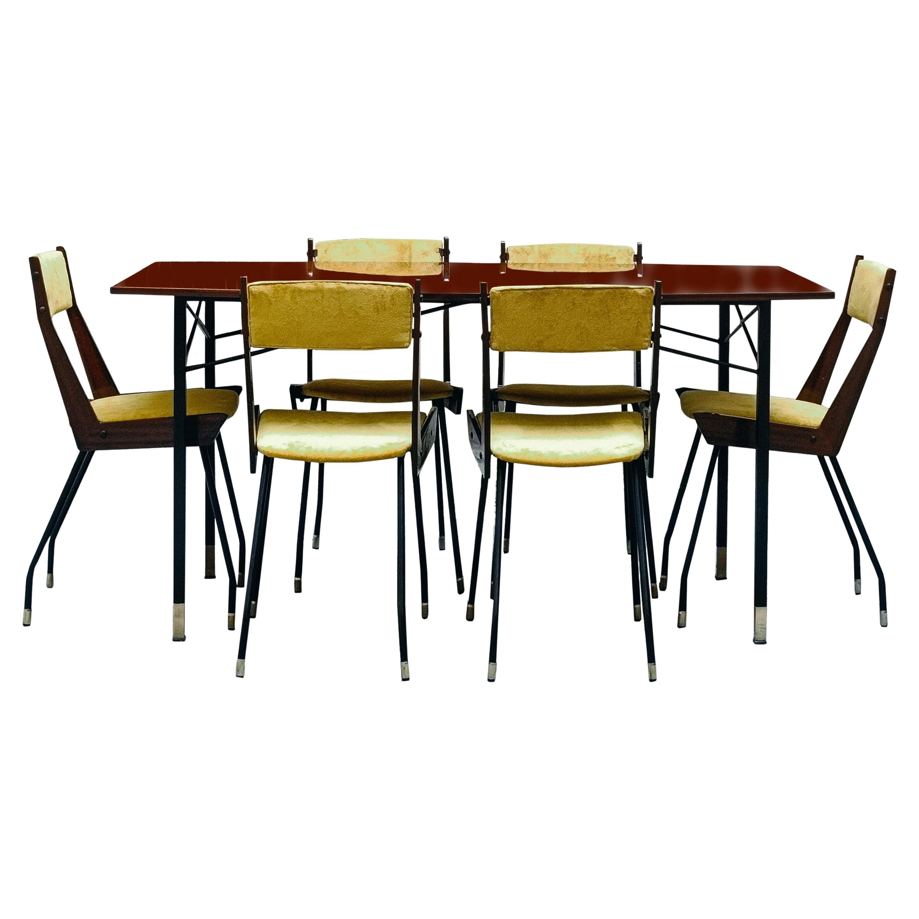 Carlo de Carli Set di Sei Sedie con Tavolo da Pranzo, Italia 1950s in vendita