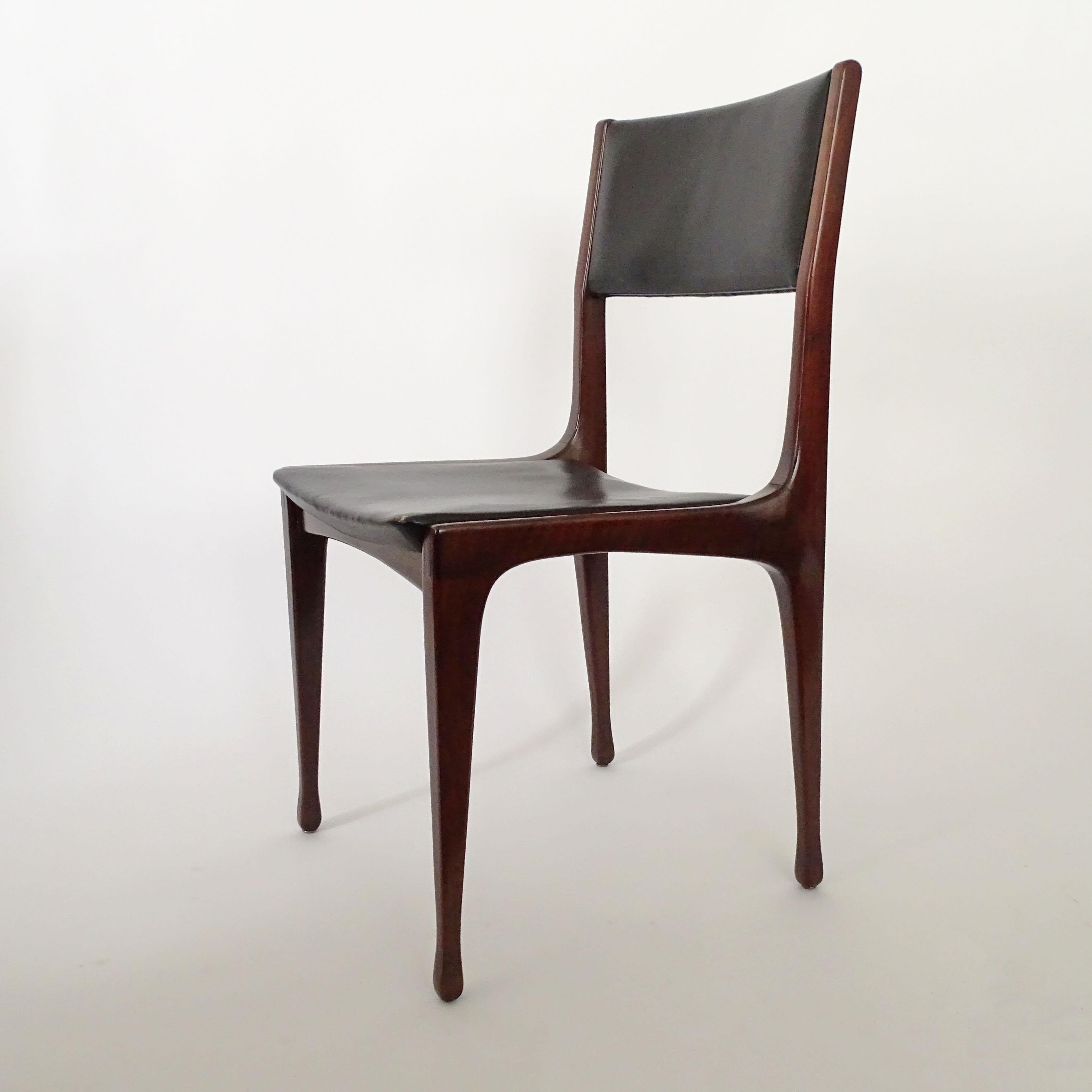 Carlo de Carli Set of Six Dining Chairs for Cassina, Italy, 1958 In Good Condition For Sale In Milan, IT