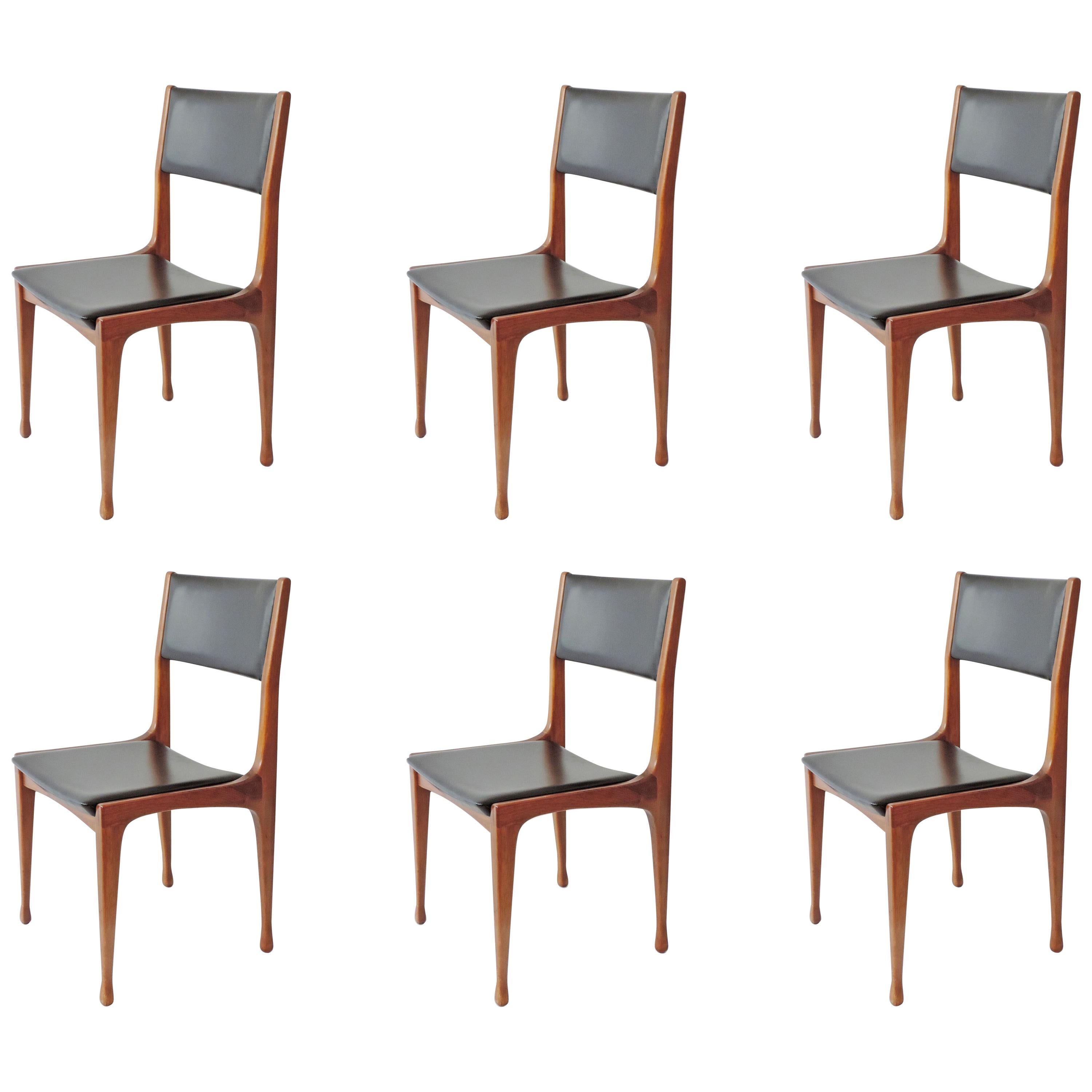 Carlo De Carli Set of Six Dining Chairs for Cassina, Italy, 1958