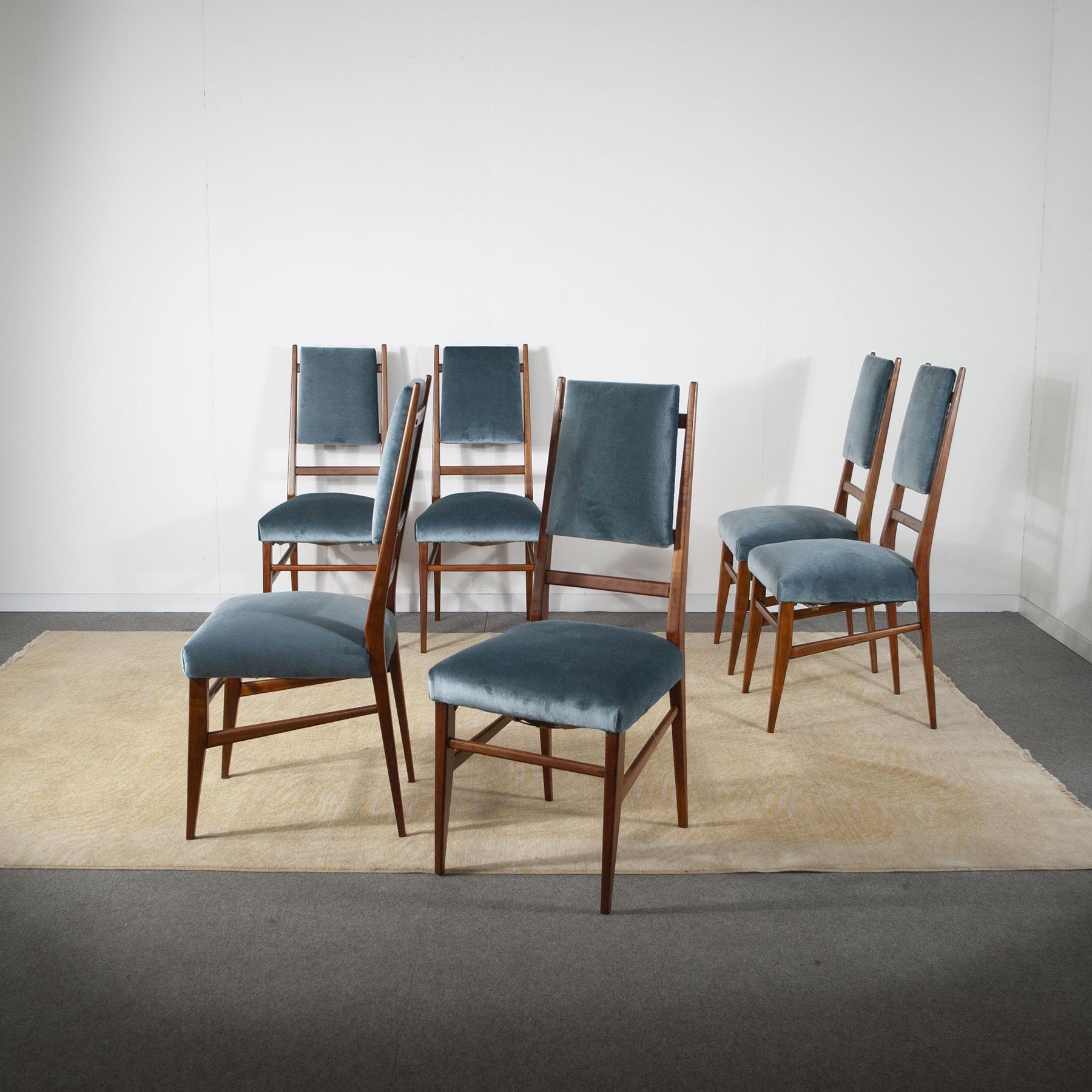 Carlo de Carli Set of Six Rare Chairs from the Fifties In Good Condition For Sale In bari, IT