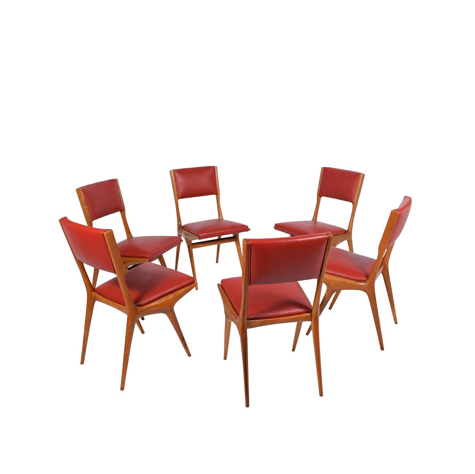 Modern Carlo de Carli Set of Six Side Chairs Model number 158