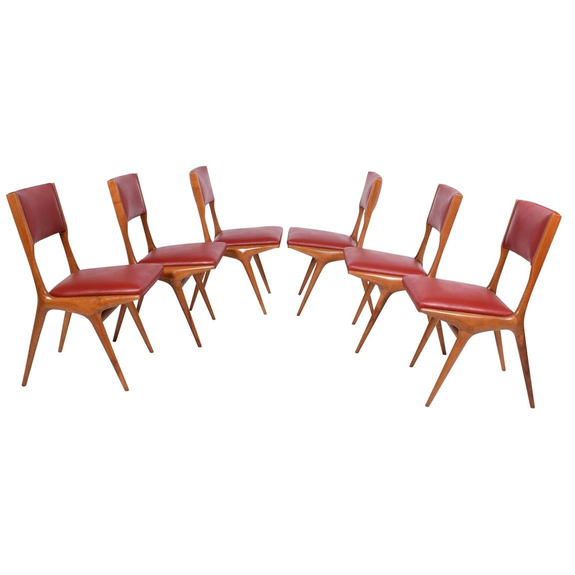 Carlo de Carli Set of Six Side Chairs Model number 158