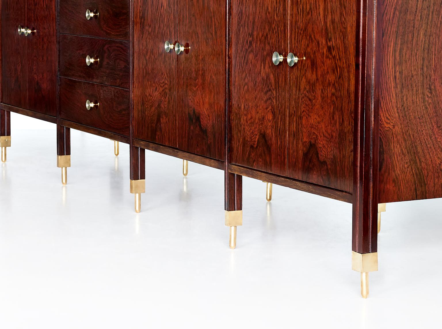 Carlo de Carli Sideboard in Rosewood and Brass for Sormani, Italy, 1964 In Good Condition For Sale In The Hague, NL