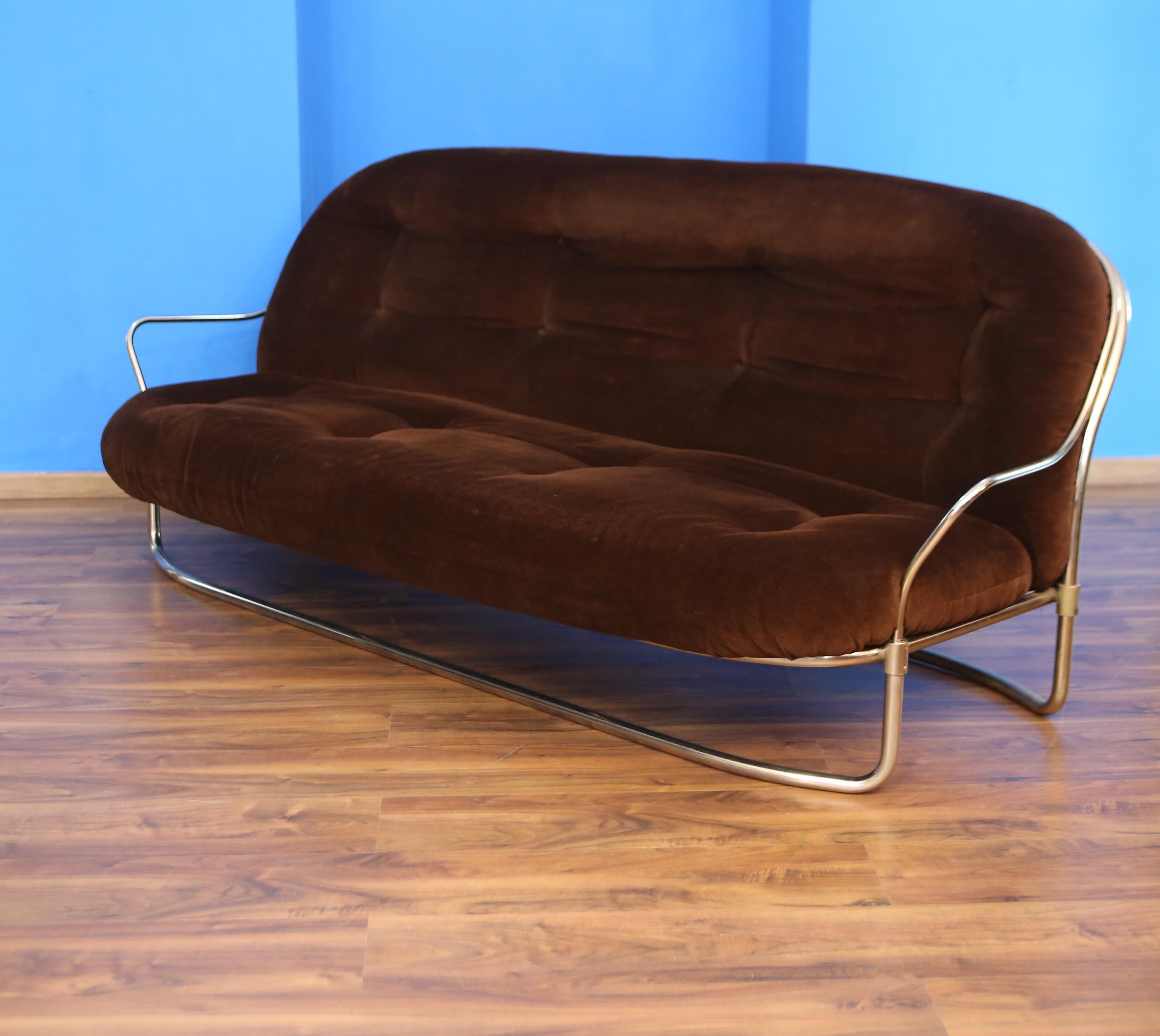 Moderne Canapé et fauteuils Carlo De Carli en métal chromé Modèle 915 produit par Cinova en vente