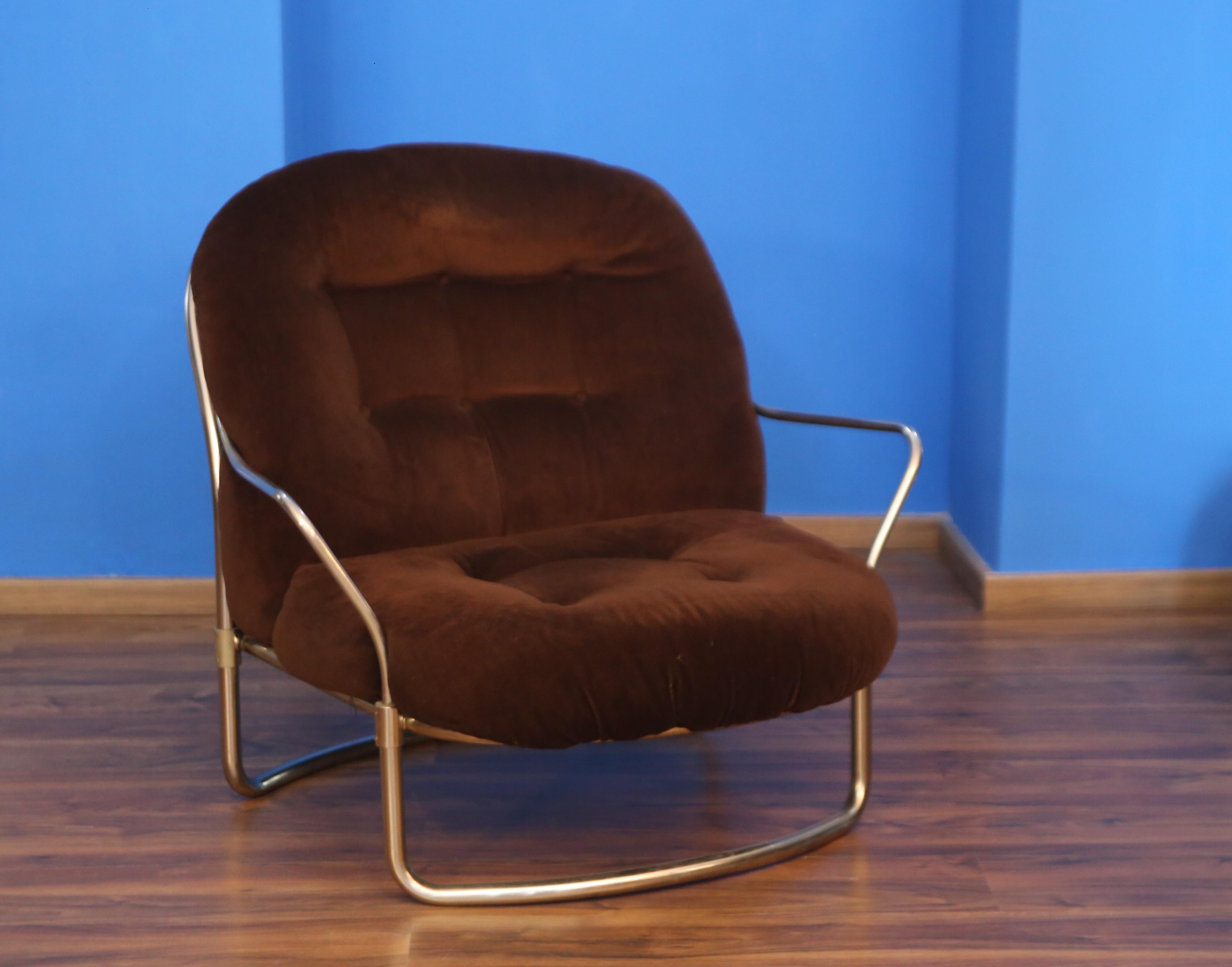 Italian Canapé et fauteuils Carlo De Carli en métal chromé Modèle 915 produit par Cinova en vente