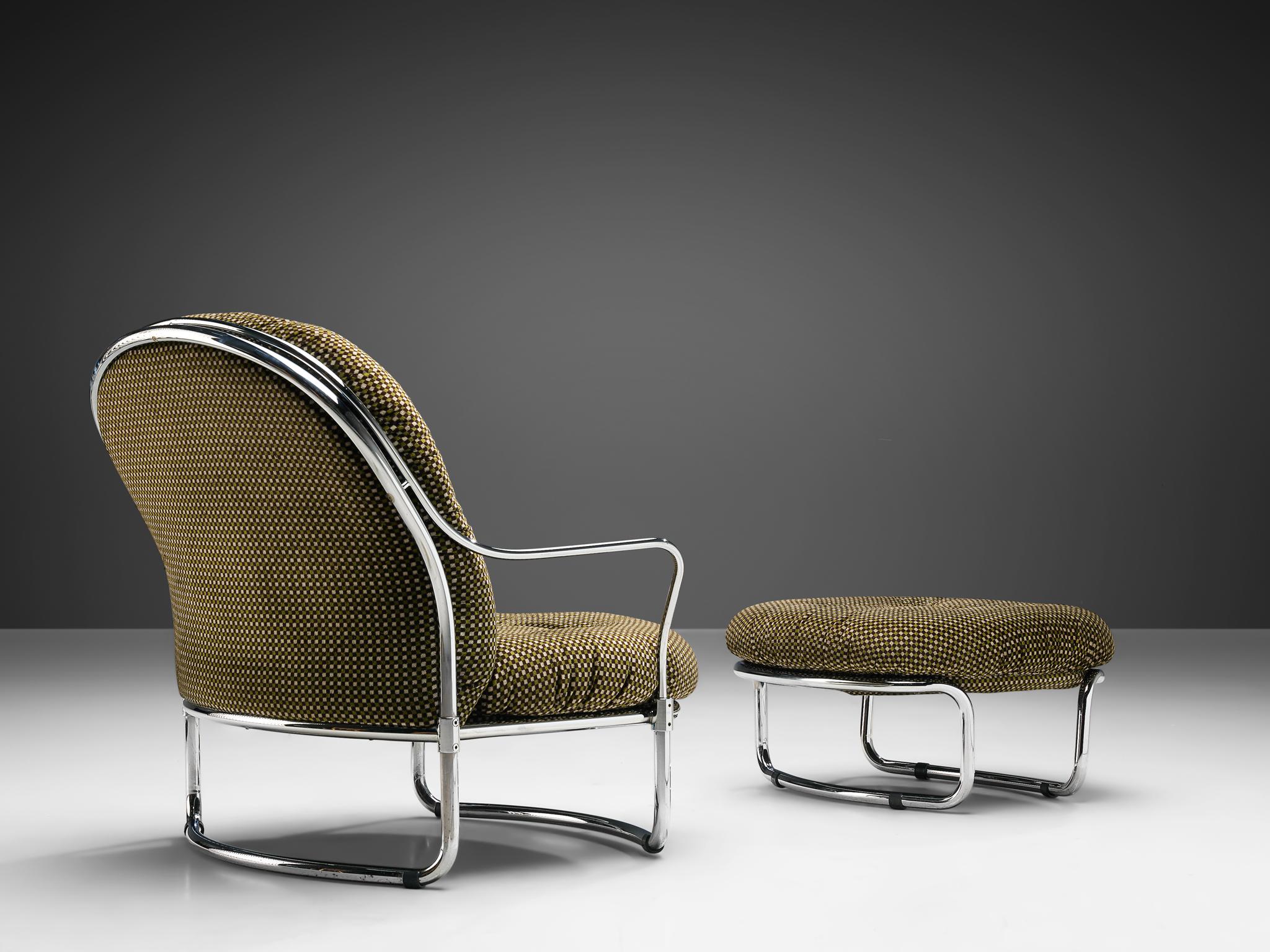 Mid-Century Modern Carlo de Carli Tubular Lounge Chair with Ottoman