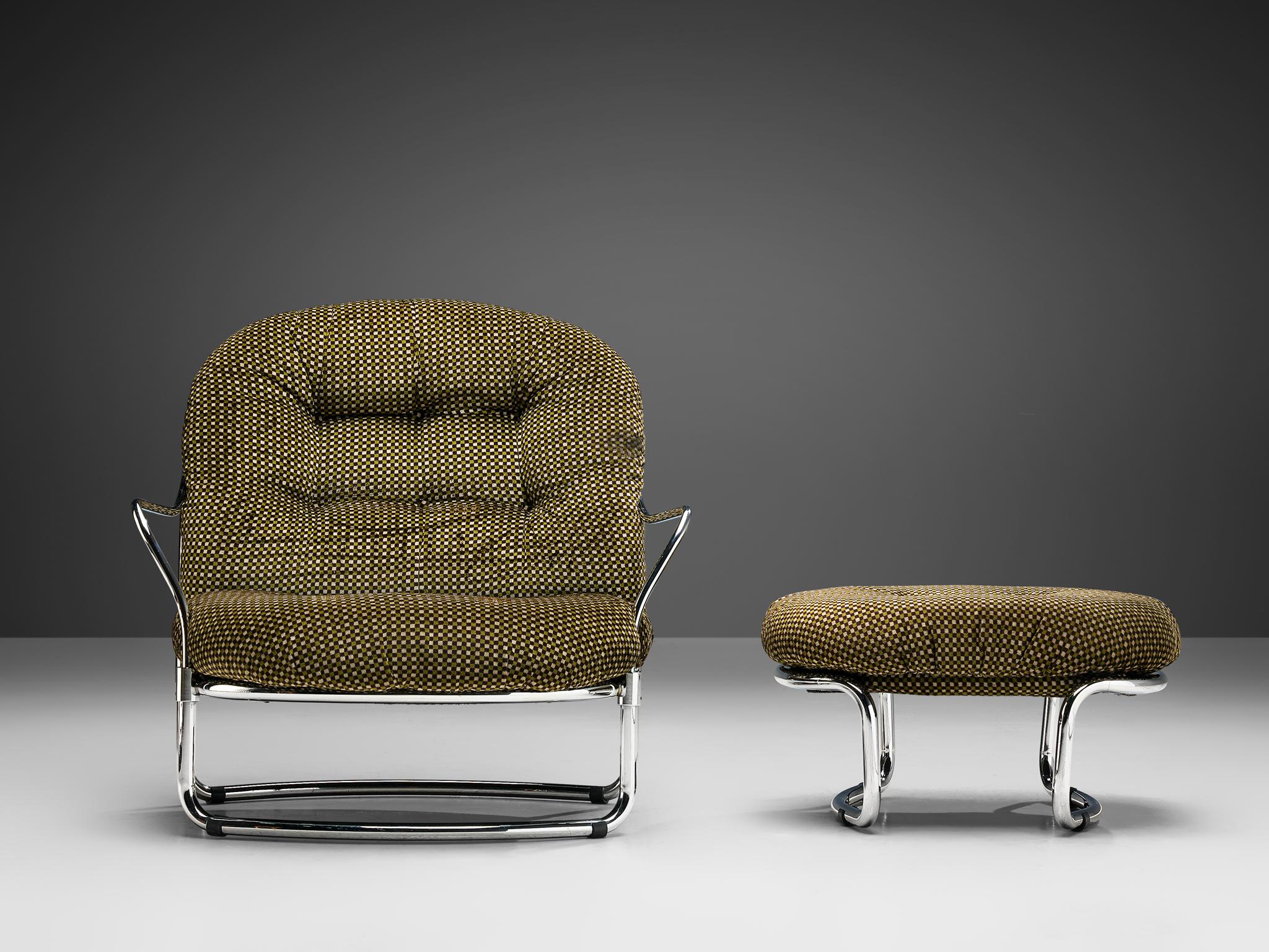 Carlo de Carli Tubular Lounge Chair with Ottoman In Good Condition In Waalwijk, NL