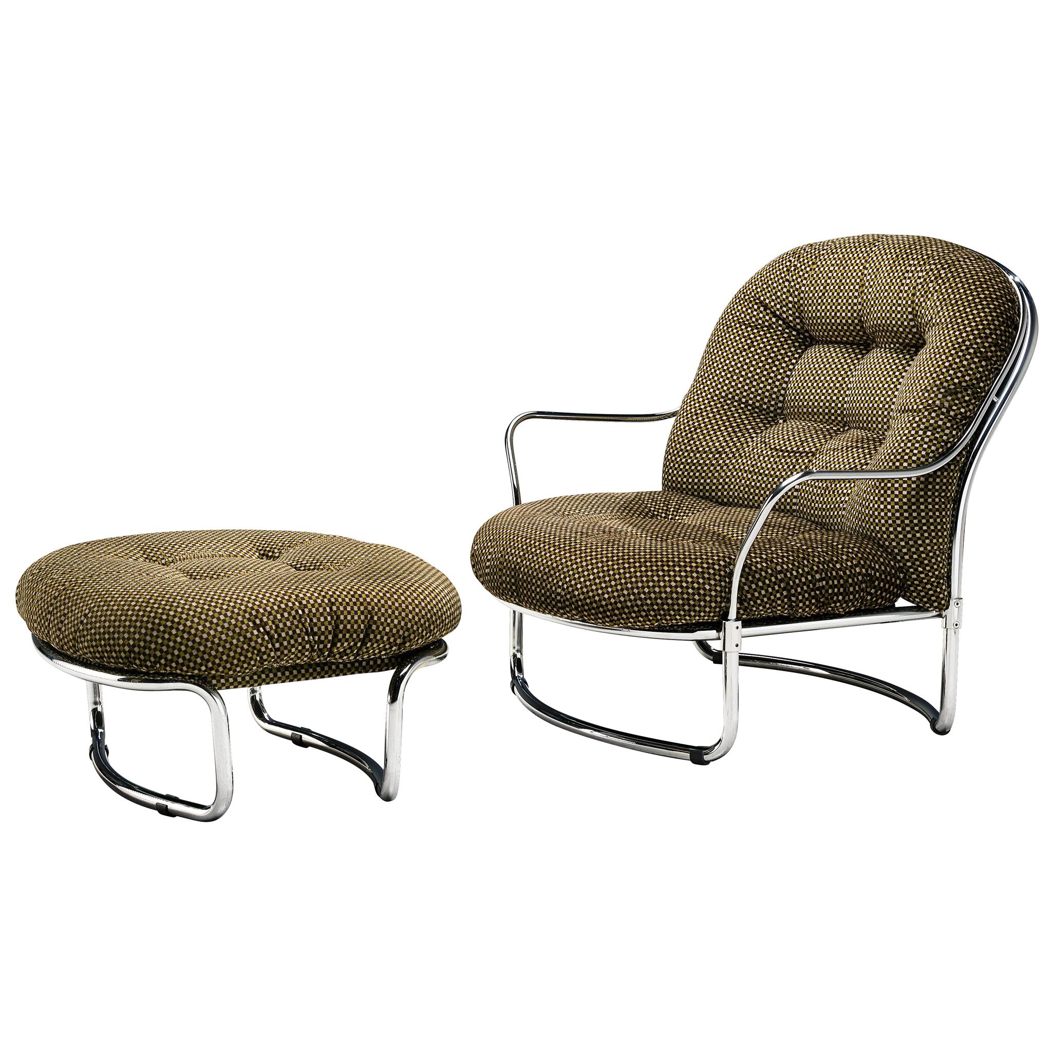 Carlo de Carli Tubular Lounge Chair with Ottoman