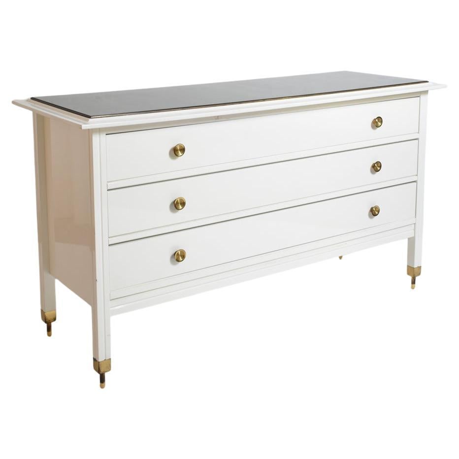 Carlo de Carli white lacquered chest of drawers, 1960s For Sale