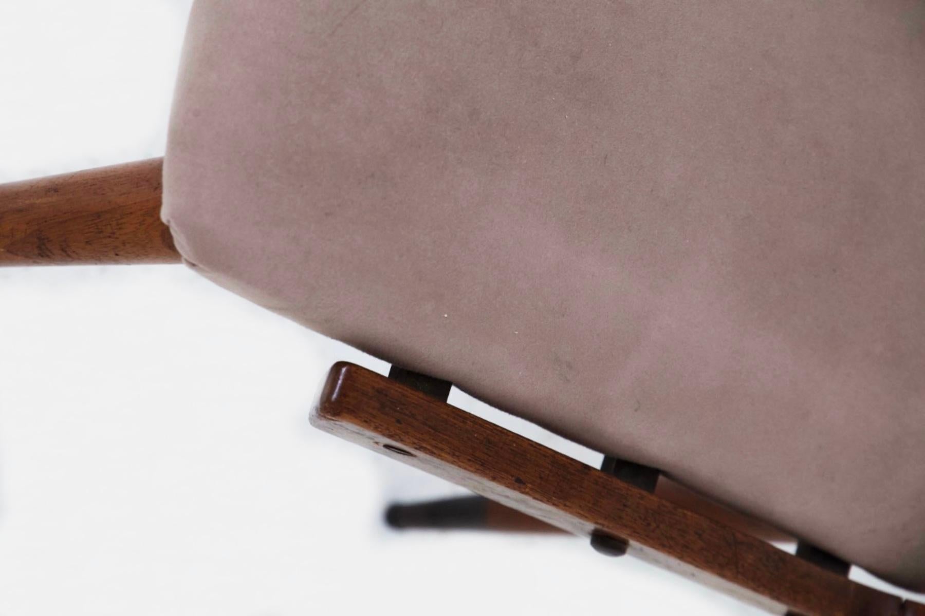Carlo de Carli Wooden Chairs in Brass and Velvet 'Attr' 4