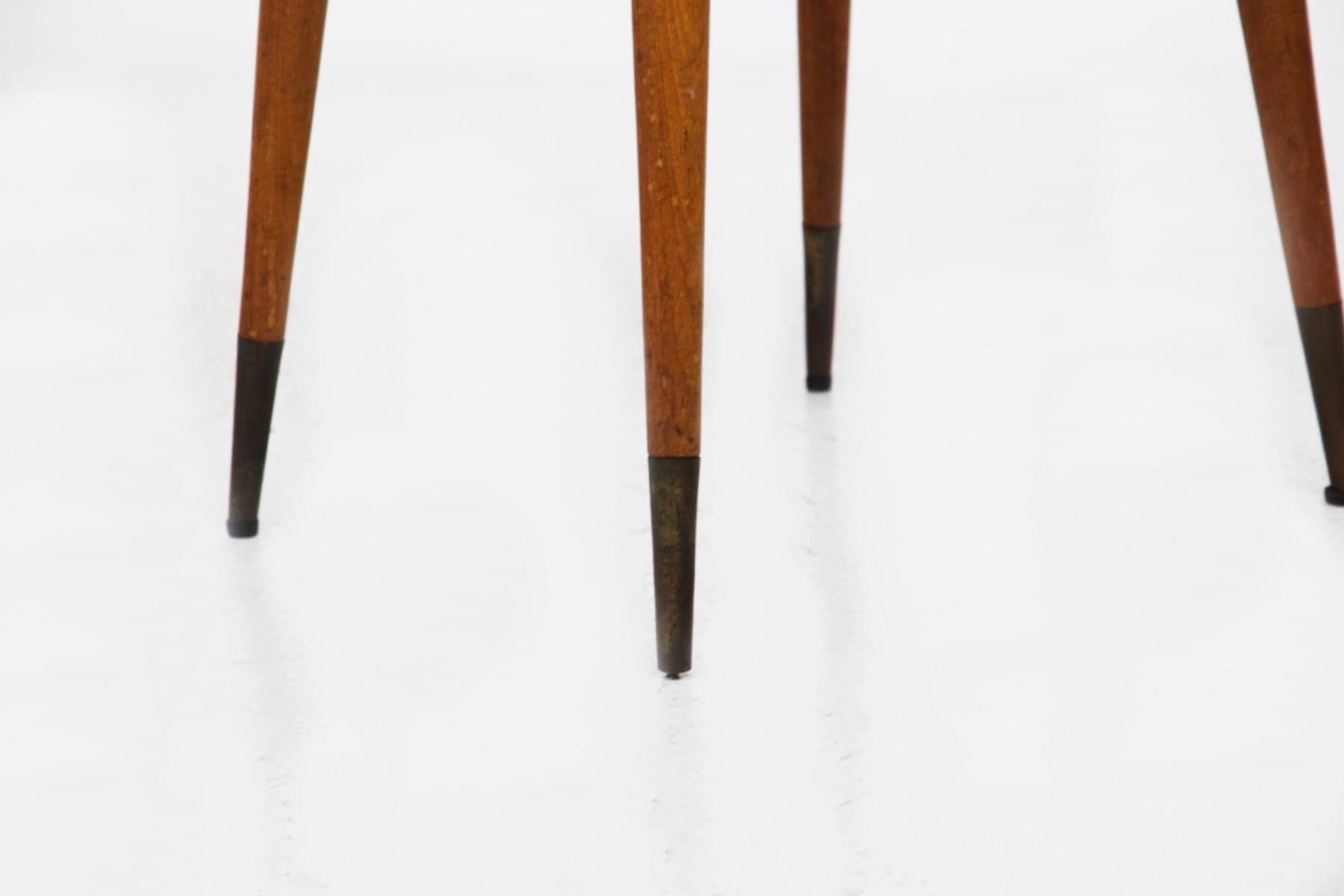Carlo de Carli Wooden Chairs in Brass and Velvet 'Attr' For Sale 2