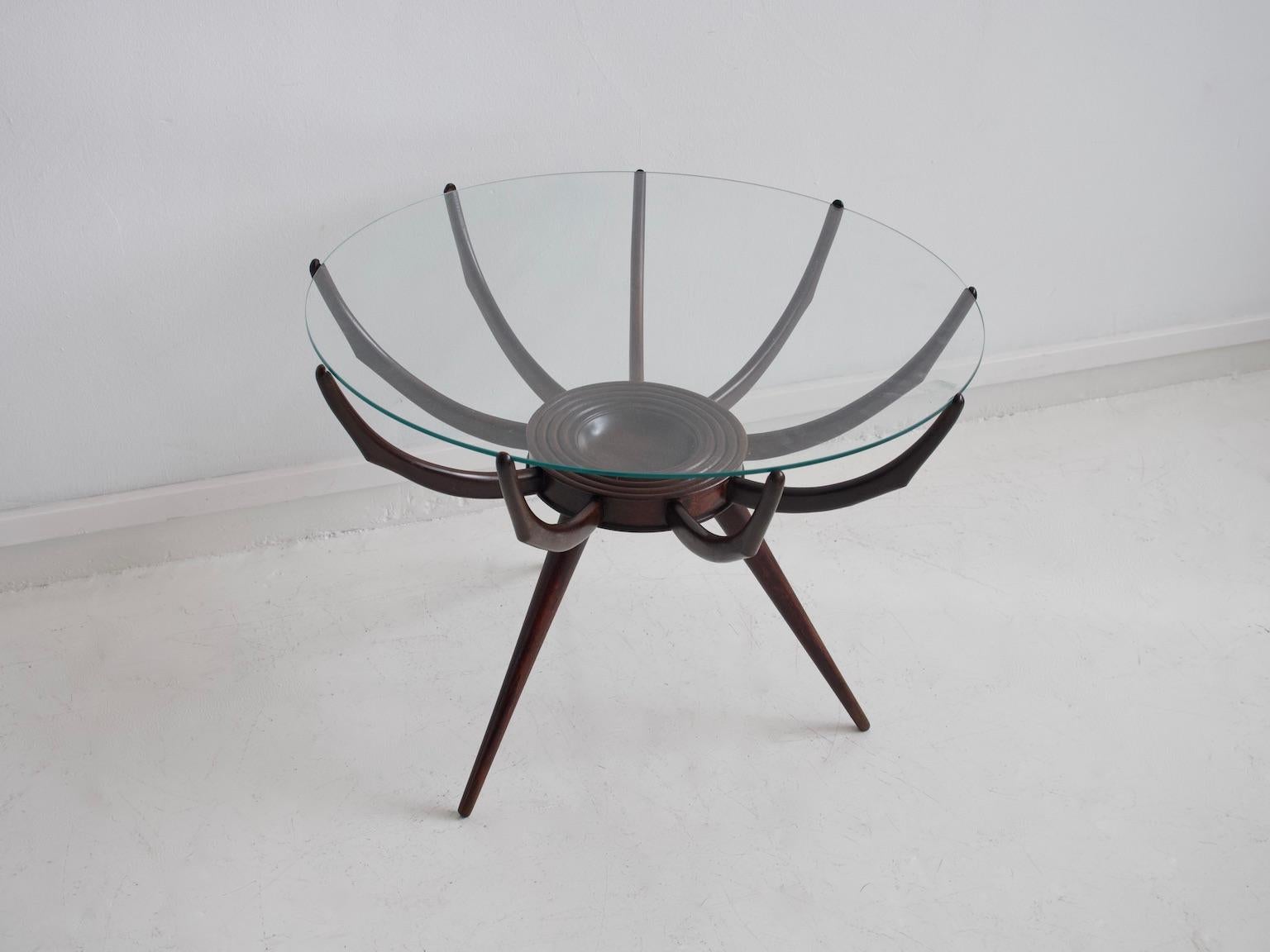 Italian Table in the Style of Carlo de Carli Wooden Spider Leg Coffee Table