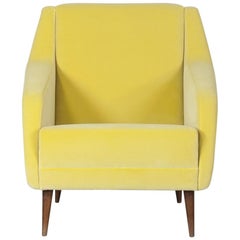 Carlo de Carli Yellow Velvet Armchair Model "802", 1955