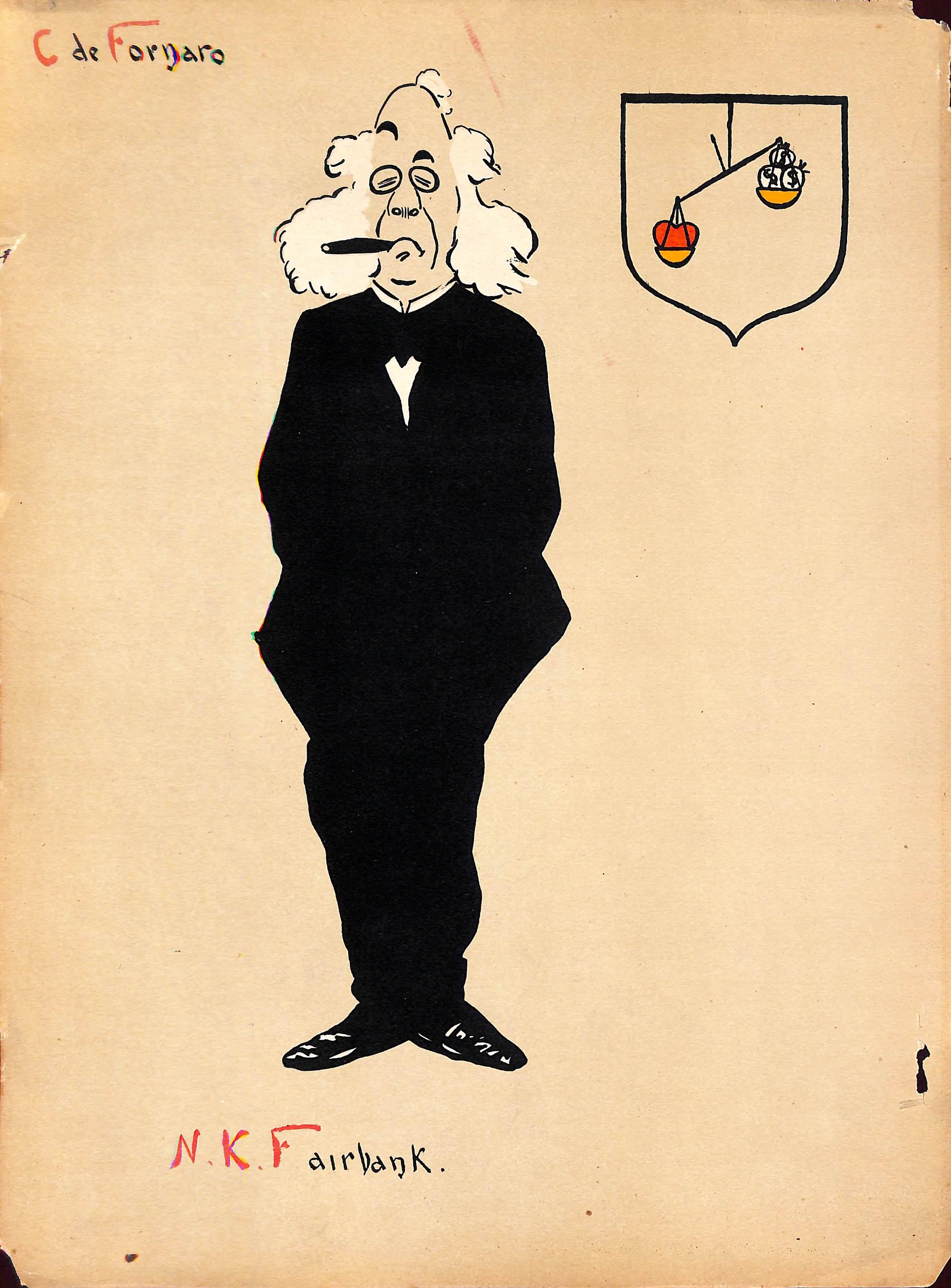 Art Sz: 13 3/4"H x 10 1/4"W

Carlo de Fornaro (sometimes spelled Carlo di Fornaro) (1872–1949) was an artist, caricaturist, writer, humorist, and revolutionary.

His work is in the collection of the US National Gallery of Art and Harvard's Fogg Art