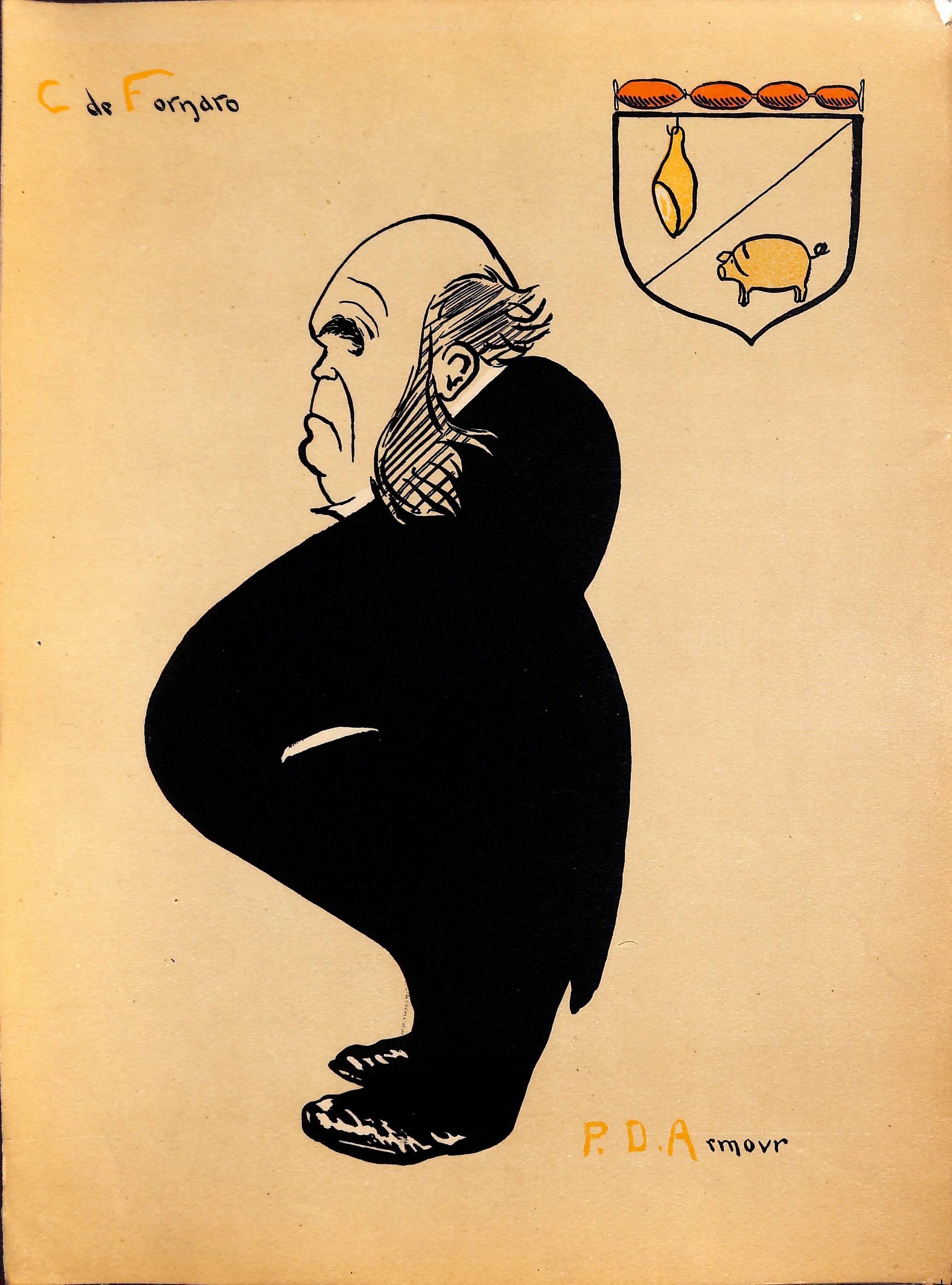Art Sz: 13 3/4"H x 10 1/4"W

Carlo de Fornaro (sometimes spelled Carlo di Fornaro) (1872–1949) was an artist, caricaturist, writer, humorist, and revolutionary.

His work is in the collection of the US National Gallery of Art and Harvard's Fogg Art