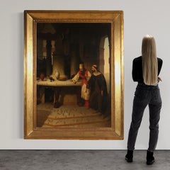 19th-Century Italian Oil-on-Canvas Painting by Carlo De Notaris, Signed, Depicting a Biblical Scene