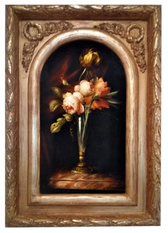 FLOWERS - Carlo De Tommasi Italian still life oil on canvas painting